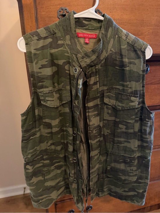 Saks Fifth Avenue Tops - Saks Fifth Avenue Green Camo Utility Shirt